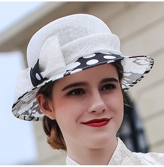 Sun Hats Women 3 Layers Sinamay Kentucky Derby Church Sun Summer Hats - Polka Dot - CH18E0H49QD