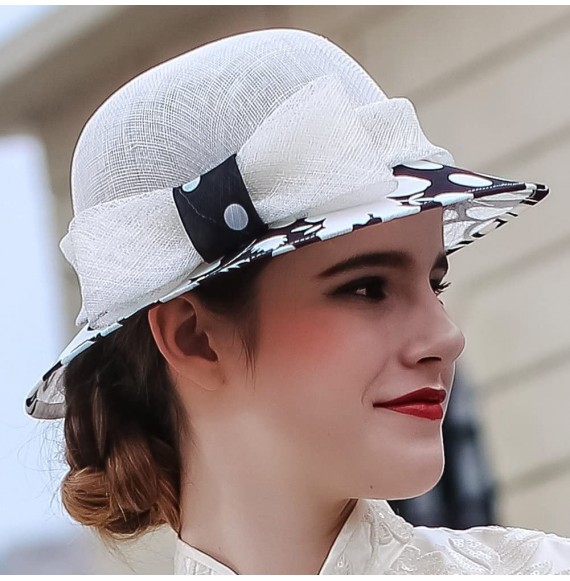 Sun Hats Women 3 Layers Sinamay Kentucky Derby Church Sun Summer Hats - Polka Dot - CH18E0H49QD