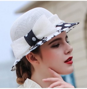 Sun Hats Women 3 Layers Sinamay Kentucky Derby Church Sun Summer Hats - Polka Dot - CH18E0H49QD