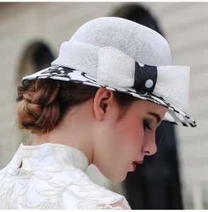 Sun Hats Women 3 Layers Sinamay Kentucky Derby Church Sun Summer Hats - Polka Dot - CH18E0H49QD