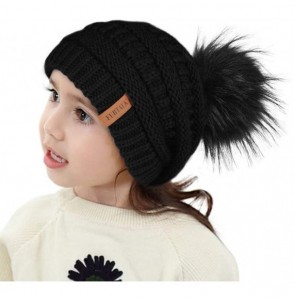 Skullies & Beanies Kids Girls Boys Winter Knit Beanie Hats Faux Fur Pom Pom Hat Bobble Ski Cap Toddler Baby Hats 1-6 Years Ol...