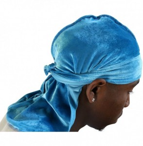 Skullies & Beanies Slippery Apparel - Velvet Premium Durag 360 Waves Extra Long Straps for Men Will Last for Years - C918IM22OMM