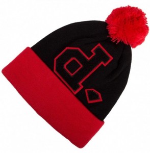 Skullies & Beanies Supply Co UN-POLO POM Red Black One Size Cap Knit Beanie - CI11HWJO29J