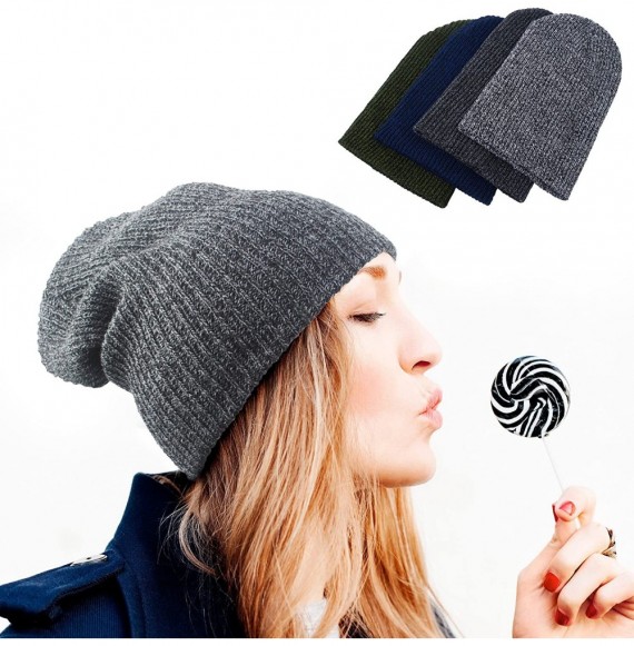 Skullies & Beanies Fashion Unisex Warm Thick Slouchy Skull Cap Knitted Beanie Hat - Dark Gray - C512N84UP8Q