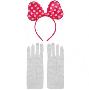 Headbands Satin Polkadot Minnie Mouse Fancy Dress Gloves Ears Costume Pink/White - Pink/White Polka - CC122TGDSDF