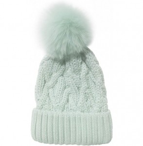 Skullies & Beanies Trendy Warm Cable Knit POM Beanie Skully - 2 Pack Mint Beanie Lavender Beanie - 2 Mint - CC18YI4GYKH