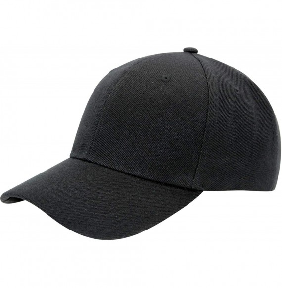 Baseball Caps Men's Plain Baseball Cap Adjustable Curved Visor Hat - Black - CM11WS20SJ3