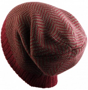 Skullies & Beanies Women Beanie Hats-Winter Warm Cable Skully Ski Knit Hat for Teen Girls - 02-red - CJ12O51S4X4