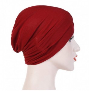 Skullies & Beanies Muslim Ruffle Fashion Headbands - Wine - CE18THQL7WC