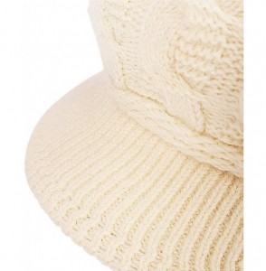 Skullies & Beanies Womens Winter Hat Newsboy Hat with Visor Cable Crochet Beanie Hat - Beige-style1 - C718Y5EA28X