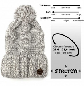 Skullies & Beanies Women Pom Pom Beanie - Winter Warm Cable Knit Fleece Skull Hat - Wool Snow Slouchy Ski Cap - CB18G27DOHK