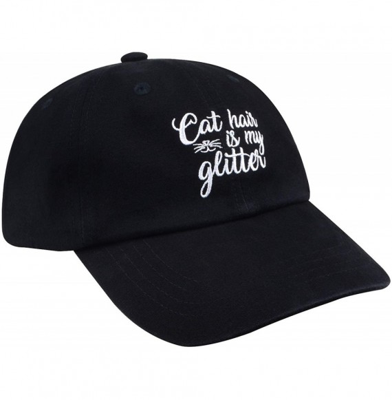 Baseball Caps 6 Panel Dad Hat Baseball Cap - Cat Hair is My Glitter Black - CW18T6E72WS