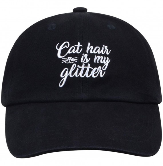 Baseball Caps 6 Panel Dad Hat Baseball Cap - Cat Hair is My Glitter Black - CW18T6E72WS