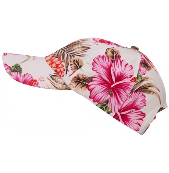 Baseball Caps Low Profile Cotton Floral Cap - Pink - CM124YGZBPL