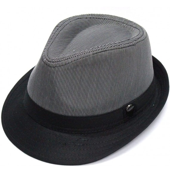 Fedoras Pmt500 Pin Stripe with Solid Band Fedora - Black - CD119O35NUN