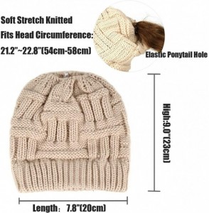 Skullies & Beanies Womens Ponytail Beanie Hat Soft Knit BeanieTail Warm Winter Knit Ribbed Slouchy BeanieTail Hats - Solid Be...