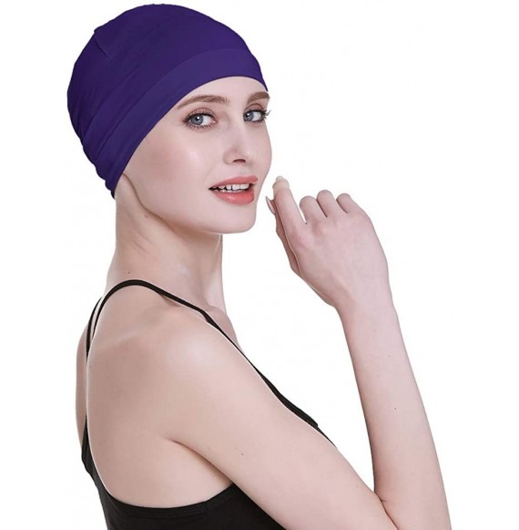 Skullies & Beanies Bamboo Sleep Cap for Hair Loss Home Head Cover for Chemo Women Bike Hard Hat Helmet Liner Cotton Beanie - ...