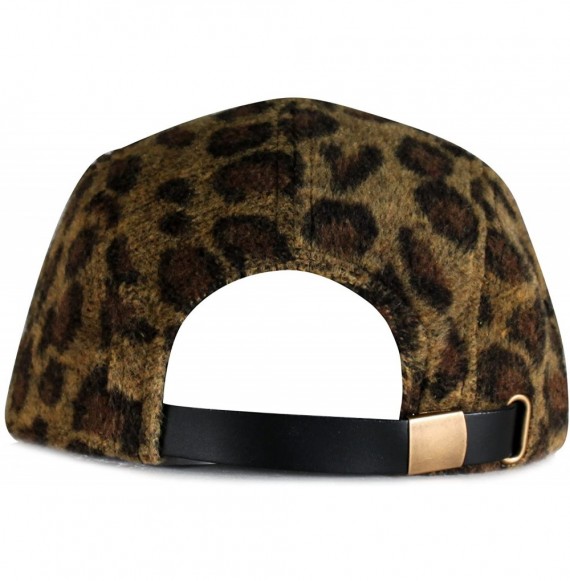 Baseball Caps 5 Panel Wool Leather 5 Panel Hat - Gold Leopard - CW11T83UW7N