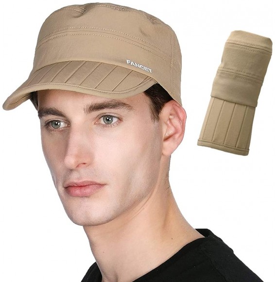 Baseball Caps Waterproof UV Foldable Baseball Cap w/Detachable Flap Quick-Dry Sun Protection - 00035_khaki - C418S6784O5