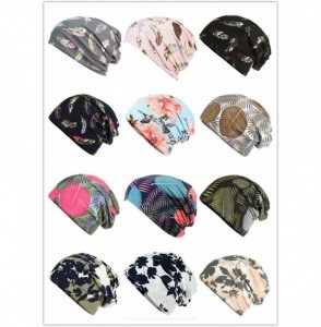 Skullies & Beanies Flower Printed Beanie Women Turban Headband Chemo Cap - 2 Pack Set 6 - C718W65OXU0