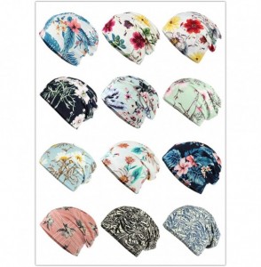 Skullies & Beanies Flower Printed Beanie Women Turban Headband Chemo Cap - 2 Pack Set 6 - C718W65OXU0