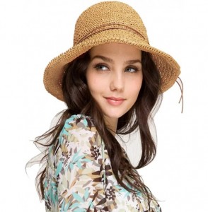 Sun Hats Women's Wide Brim Caps Foldable Fashion Summer Beach Sun Straw Hats - Coffee - CU12IDG2I4F