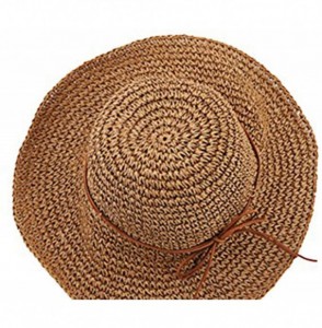 Sun Hats Women's Wide Brim Caps Foldable Fashion Summer Beach Sun Straw Hats - Coffee - CU12IDG2I4F