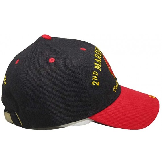 Skullies & Beanies 2nd Marine Division Follow Me U.S. Marines Black/Red Embroidered Ball Cap Hat - C218KHEK0SD