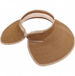 Sun Hats Spring/Summer Classics Edition Straw Roll-able Sun Visor Hat - Light Coffee - C218DO87X9U