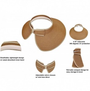 Sun Hats Spring/Summer Classics Edition Straw Roll-able Sun Visor Hat - Light Coffee - C218DO87X9U