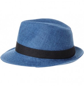 Fedoras Summer Straw Fedora Hat Patchwork Pastel Color AC6647 - Blue - CI182242ATU