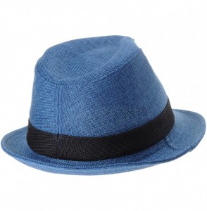 Fedoras Summer Straw Fedora Hat Patchwork Pastel Color AC6647 - Blue - CI182242ATU