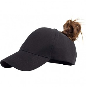 Baseball Caps Cotton Ponytail Hats Baseball for Women Adjustable Solid Color - Black+grey - C318NRWYZGU