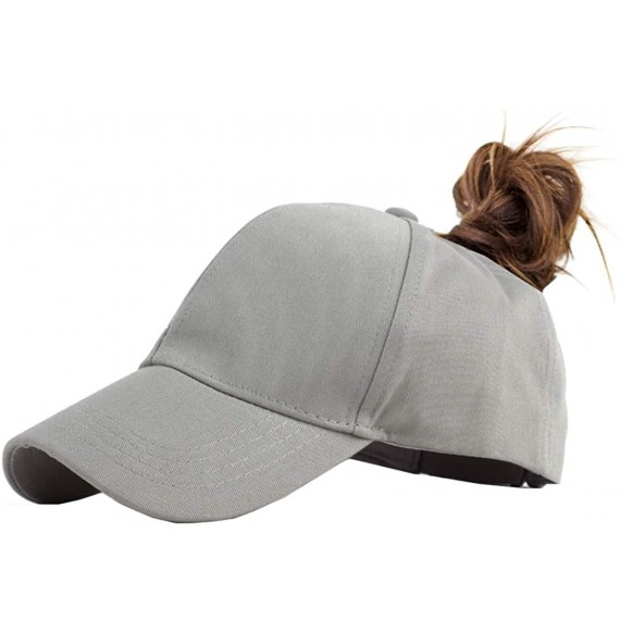 Baseball Caps Cotton Ponytail Hats Baseball for Women Adjustable Solid Color - Black+grey - C318NRWYZGU