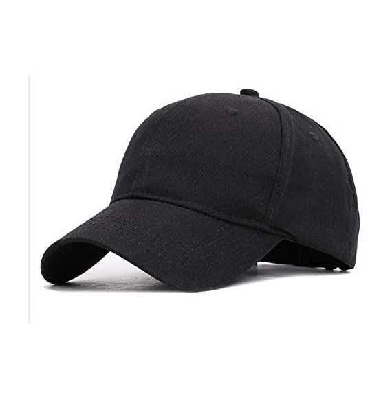 Baseball Caps Cotton Ponytail Hats Baseball for Women Adjustable Solid Color - Black+grey - C318NRWYZGU