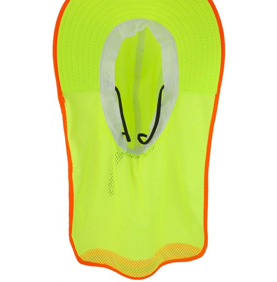 Sun Hats High Visibility Outdoor Full Brim Hat with Back Flap Reflective Tape - Neon Yellow - C518QZL6AX7