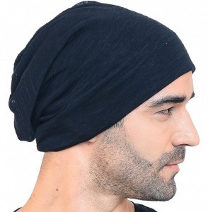 Skullies & Beanies Men Slouch Hollow Beanie Thin Summer Cap Skullcap B018h - 011h-black - C712DP3JZXD