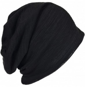 Skullies & Beanies Men Slouch Hollow Beanie Thin Summer Cap Skullcap B018h - 011h-black - C712DP3JZXD