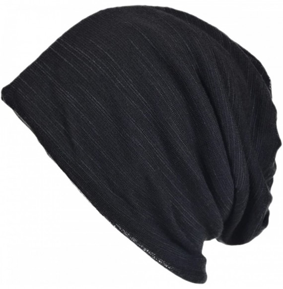 Skullies & Beanies Men Slouch Hollow Beanie Thin Summer Cap Skullcap B018h - 011h-black - C712DP3JZXD