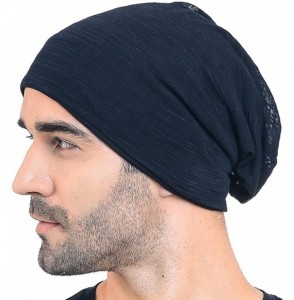 Skullies & Beanies Men Slouch Hollow Beanie Thin Summer Cap Skullcap B018h - 011h-black - C712DP3JZXD