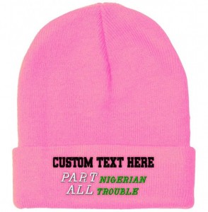 Skullies & Beanies Custom Beanie for Men & Women Part Nigerian All Trouble Embroidery Skull Cap Hat - Soft Pink - CF18ZWNRE9X