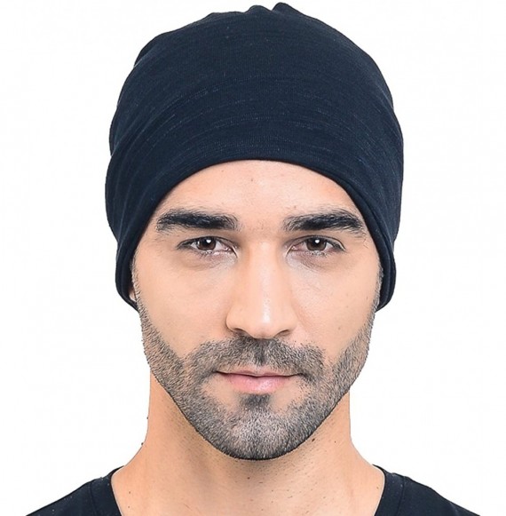 Skullies & Beanies Men Slouch Hollow Beanie Thin Summer Cap Skullcap B018h - 011h-black - C712DP3JZXD