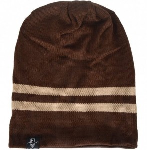 Skullies & Beanies Mens Slouchy Beanie Knit Skull Cap Long Baggy Hip-hop Winter Summer Hat B305 - Stripe-brown - CC12NGFAOK8