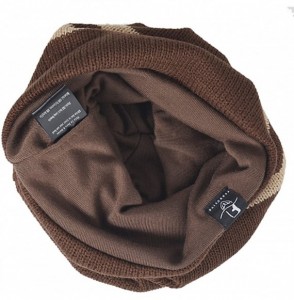 Skullies & Beanies Mens Slouchy Beanie Knit Skull Cap Long Baggy Hip-hop Winter Summer Hat B305 - Stripe-brown - CC12NGFAOK8