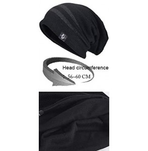 Skullies & Beanies Mens Slouchy Beanie Knit Skull Cap Long Baggy Hip-hop Winter Summer Hat B305 - Stripe-brown - CC12NGFAOK8