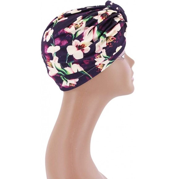 Skullies & Beanies Women Tie-Dye Headband Hat Cotton Softening Chemotherapy Cap Sleeping Cap Hair Loss Headwrap - Purple Flow...