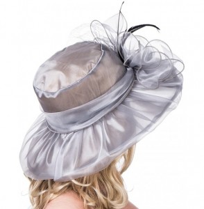 Sun Hats Womens Kentucky Derby Wide Brim Sun Dress Church Wedding Hat A342 - Gray - CQ12EZ1FVG9