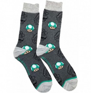 Baseball Caps Nintendo Super Mario Bros Green Luigi Baseball Cap and Grey Mushroom Crew Sock Gift Bundle - C018YYGWIC5