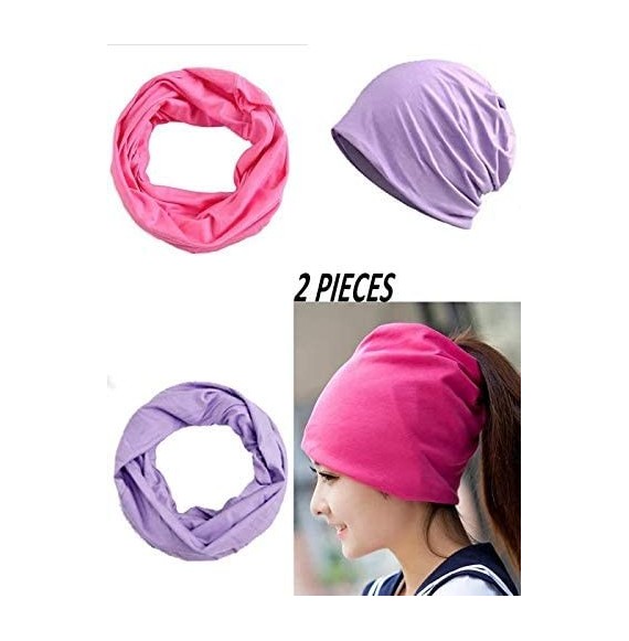 Skullies & Beanies Fashion Oversized Multifunctional Headwear Slouchy Beanie Hat for Men/Women (2-Pack) - Y10 - CJ18LQC0STG