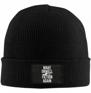 Skullies & Beanies Make Orwell Fiction Again Top Level Beanie Men Women - Unisex Stylish Slouch Beanie Hats Black - CS18ACTSDGX